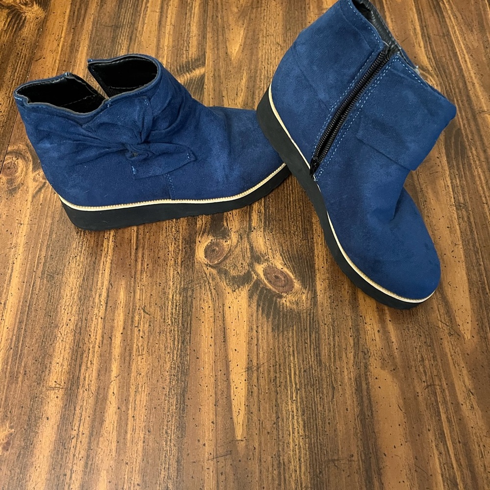 Fashion Women's Boots Side Zipper Bow Wedge Heel